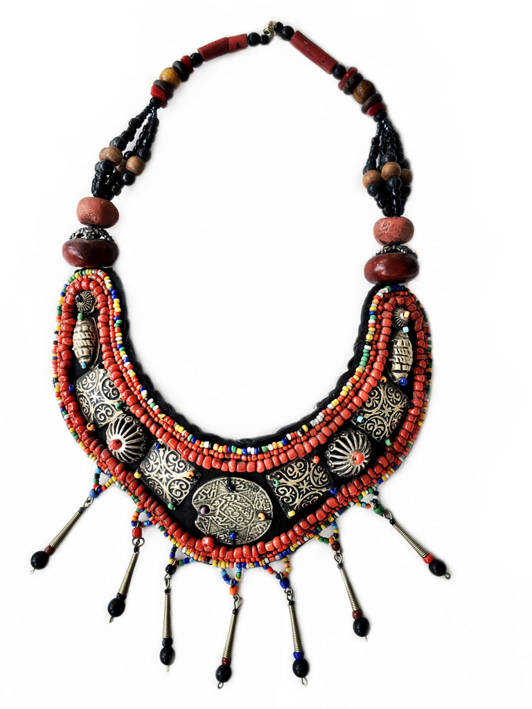 Berber Beaded Necklace - Burnt Orange